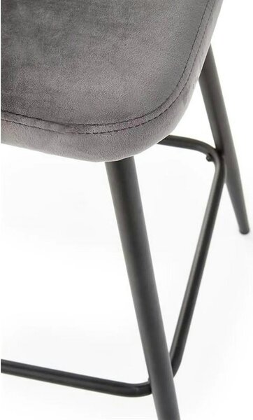 Scaun bar H96, gri/negru, stofa/otel, 48x49x89 cm