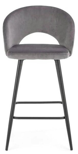 Scaun bar H96, gri/negru, stofa/otel, 48x49x89 cm