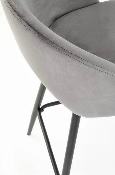 Scaun bar H96, gri/negru, stofa/otel, 48x49x89 cm