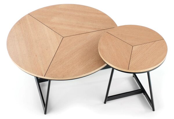 Masuta cafea KARIDA, stejar natural/negru, 80x80x41 cm