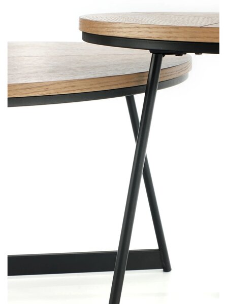 Masuta cafea KARIDA, stejar natural/negru, 80x80x41 cm