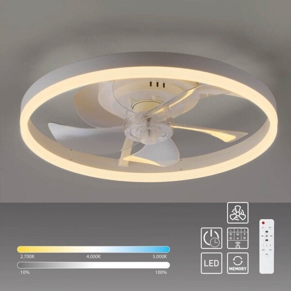 JUST LIGHT. 14624-16 - Ventilator de tavan LED cu lumină RITA LED/22W/230V + telecomandă