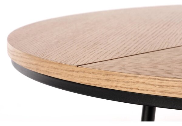 Masuta cafea KARIDA, stejar natural/negru, 80x80x41 cm
