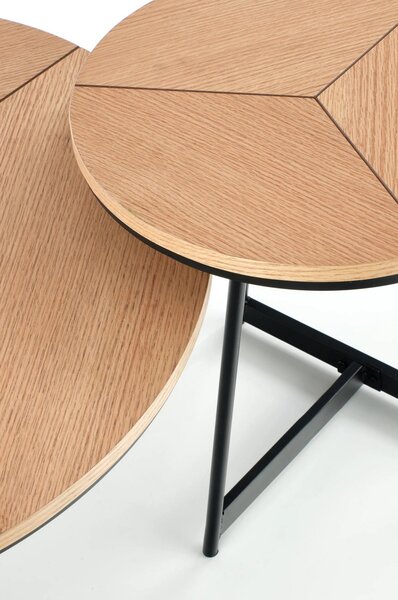 Masuta cafea KARIDA, stejar natural/negru, 80x80x41 cm
