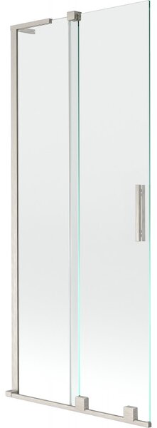 Mexen Velar L, paravan de baie glisant cu 2 aripi 80 x 150 cm, sticlă transparentă de 8 mm, oțel periat, 896-080-003-01-97