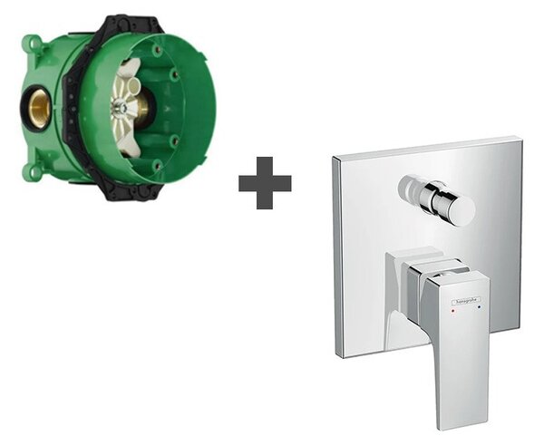 Set baterie de dus, Hansgrohe, Metropol, incastrabila, crom