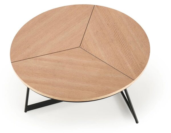 Masuta cafea KARIDA, stejar natural/negru, 80x80x41 cm