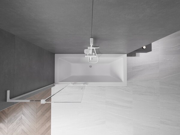 Mexen Velar L, paravan de baie glisant cu 2 aripi 80 x 150 cm, sticlă transparentă de 8 mm, profil alb, 896-080-003-01-20