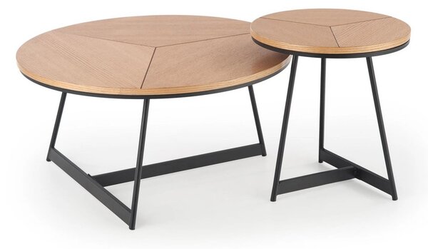 Masuta cafea KARIDA, stejar natural/negru, 80x80x41 cm
