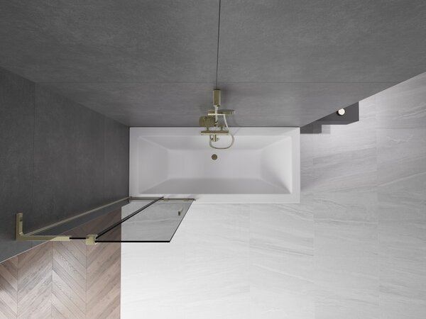 Mexen Velar L, paravan de baie glisant cu 2 aripi 70 x 150 cm, sticla gri 8 mm, auriu lucios, 896-070-003-41-50