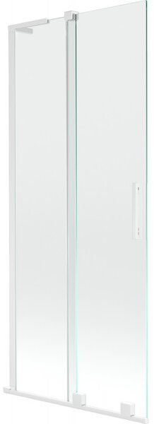 Mexen Velar L, paravan de baie glisant cu 2 aripi 80 x 150 cm, sticlă transparentă de 8 mm, profil alb, 896-080-003-01-20