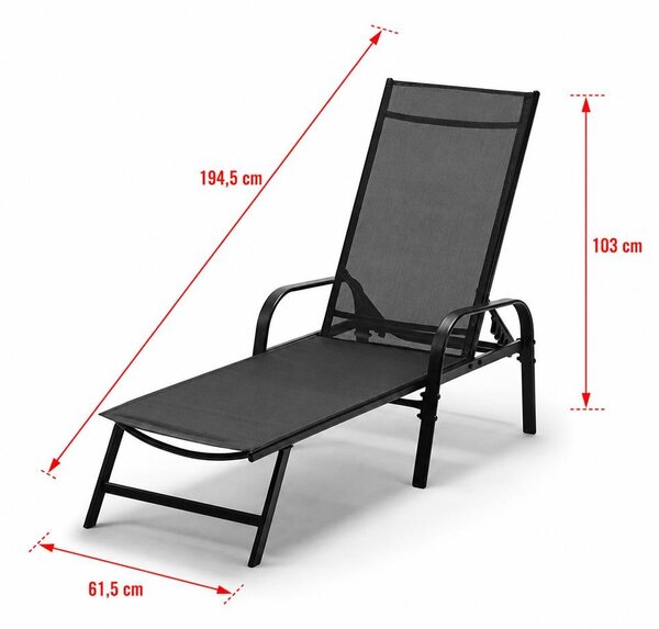 Șezlong relaxant reglabil Avenberg MARGARITA negru