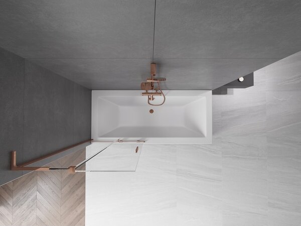 Mexen Velar L, paravan de baie glisant cu 2 aripi 80 x 150 cm, sticlă transparentă de 8 mm, aur roz, 896-080-003-01-60