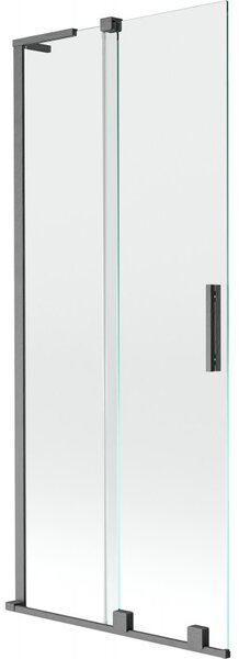 Mexen Velar L, paravan de baie glisant cu 2 aripi 80 x 150 cm, sticlă transparentă de 8 mm, grafit lustruit, 896-080-003-01-66