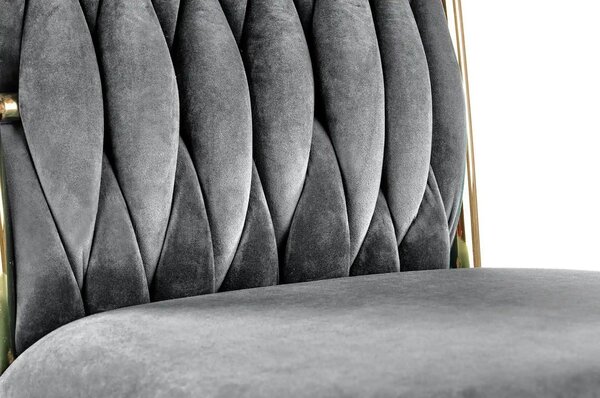 Scaun K436, gri/auriu, stofa catifelata/metal, 48x55x94 cm