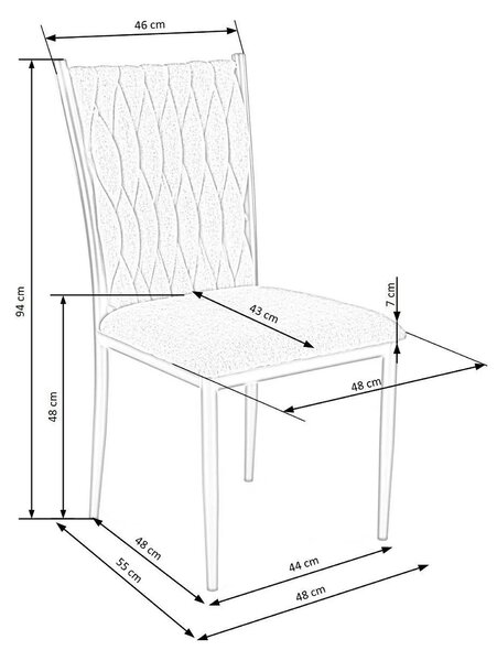 Scaun K436, gri/auriu, stofa catifelata/metal, 48x55x94 cm