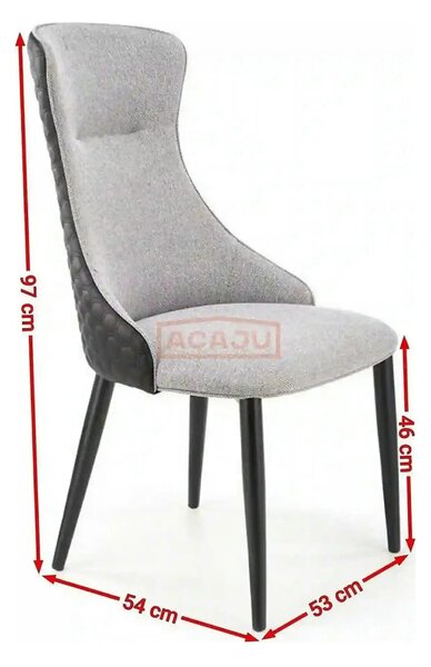 Scaun K434, gri/negru, stofa catifelata/piele ecologica, 53x54x97 cm
