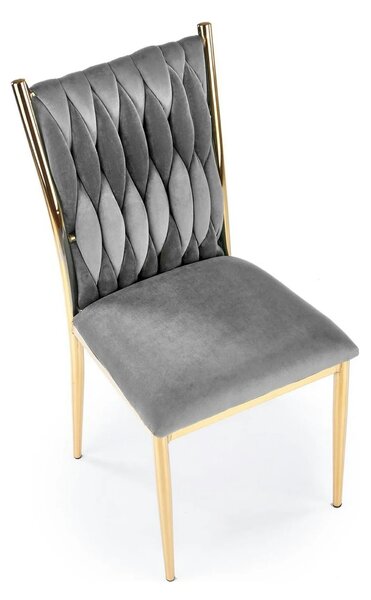 Scaun K436, gri/auriu, stofa catifelata/metal, 48x55x94 cm