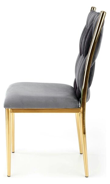 Scaun K436, gri/auriu, stofa catifelata/metal, 48x55x94 cm
