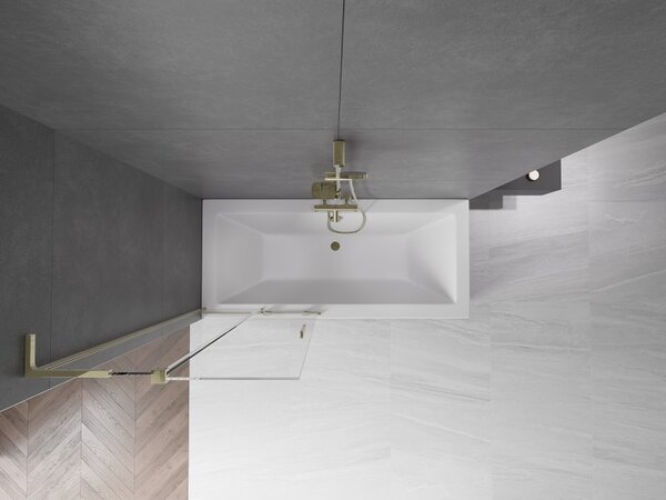 Mexen Velar L, paravan de baie glisant cu 2 aripi 80 x 150 cm, sticlă transparentă de 8 mm, profil auriu lucios, 896-080-003-01-50