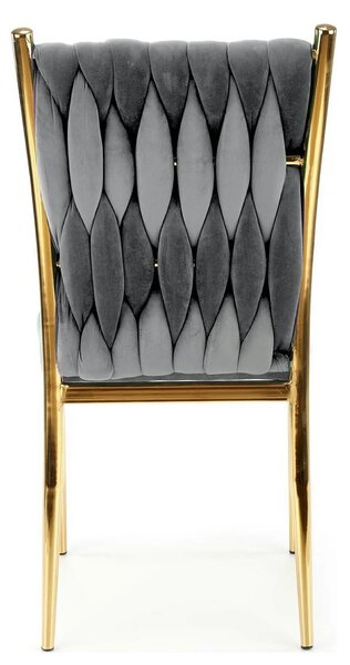 Scaun K436, gri/auriu, stofa catifelata/metal, 48x55x94 cm
