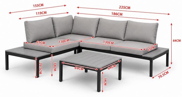 Set mobilier de grădină LIVORNO gri