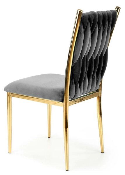 Scaun K436, gri/auriu, stofa catifelata/metal, 48x55x94 cm