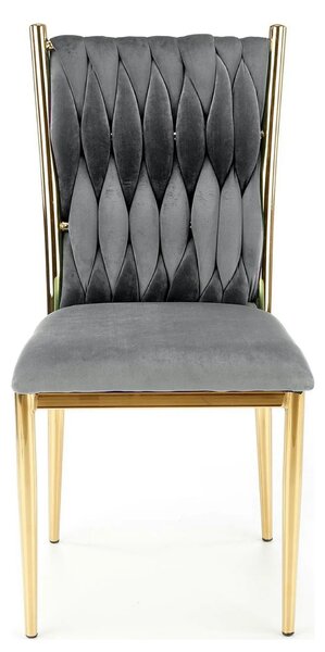 Scaun K436, gri/auriu, stofa catifelata/metal, 48x55x94 cm