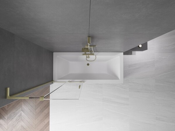 Mexen Velar L, paravan de baie glisant cu 2 aripi 80 x 150 cm, sticlă transparentă de 8 mm, profil auriu mat, 896-080-003-01-55