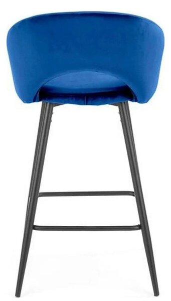 Scaun bar H96, albastru inchis/negru, stofa/otel, 48x49x89 cm