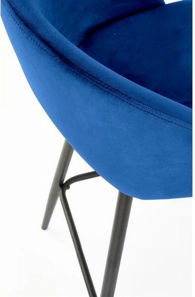 Scaun bar H96, albastru inchis/negru, stofa/otel, 48x49x89 cm