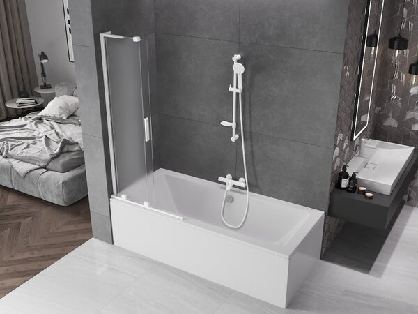 Mexen Velar L, paravan de baie glisant cu 2 aripi 80 x 150 cm, sticlă mată 8 mm, alb mat, 896-080-003-31-20