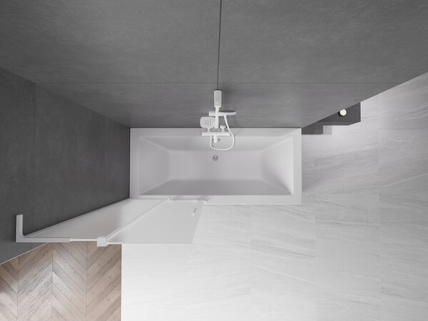 Mexen Velar L, paravan de baie glisant cu 2 aripi 80 x 150 cm, sticlă mată 8 mm, alb mat, 896-080-003-31-20