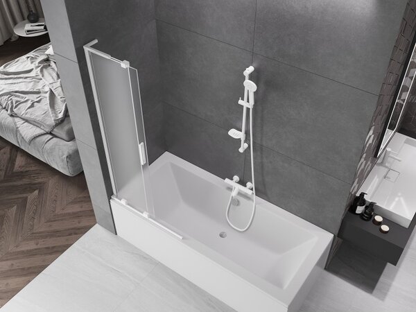 Mexen Velar L, paravan de baie glisant cu 2 aripi 80 x 150 cm, sticlă mată 8 mm, alb mat, 896-080-003-31-20