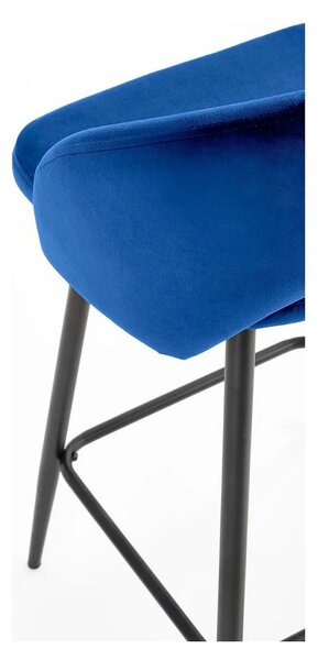 Scaun bar H96, albastru inchis/negru, stofa/otel, 48x49x89 cm