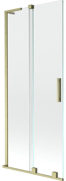 Mexen Velar L, paravan de baie glisant cu 2 aripi 80 x 150 cm, sticlă transparentă de 8 mm, profil auriu mat, 896-080-003-01-55