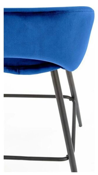 Scaun bar H96, albastru inchis/negru, stofa/otel, 48x49x89 cm