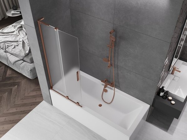 Mexen Velar L, paravan de baie glisant cu 2 aripi 80 x 150 cm, sticlă mată 8 mm, aur roz, 896-080-003-31-60