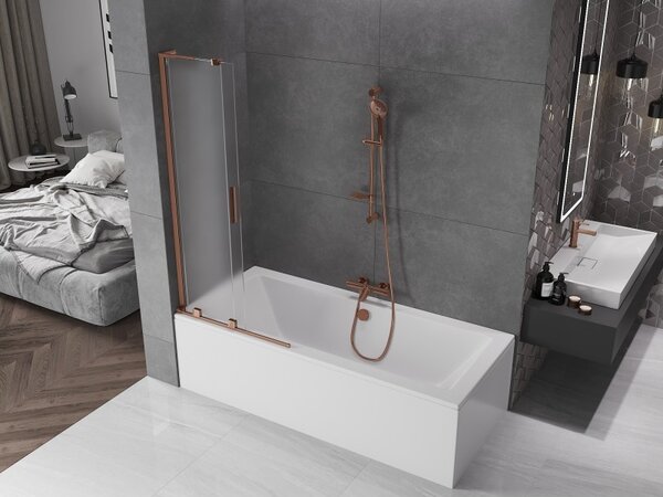Mexen Velar L, paravan de baie glisant cu 2 aripi 80 x 150 cm, sticlă mată 8 mm, aur roz, 896-080-003-31-60