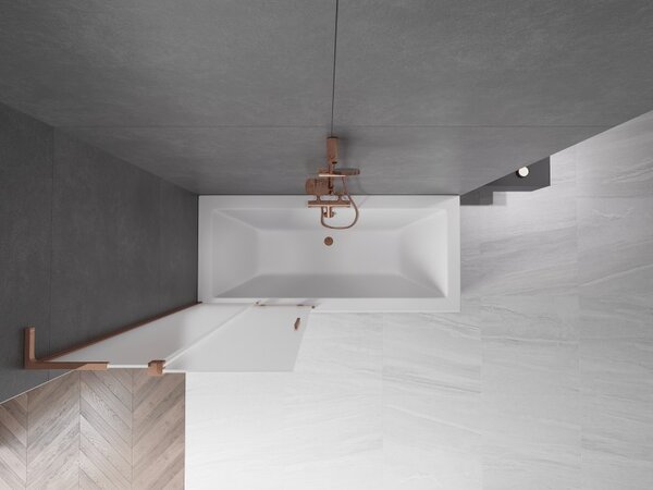 Mexen Velar L, paravan de baie glisant cu 2 aripi 80 x 150 cm, sticlă mată 8 mm, aur roz, 896-080-003-31-60