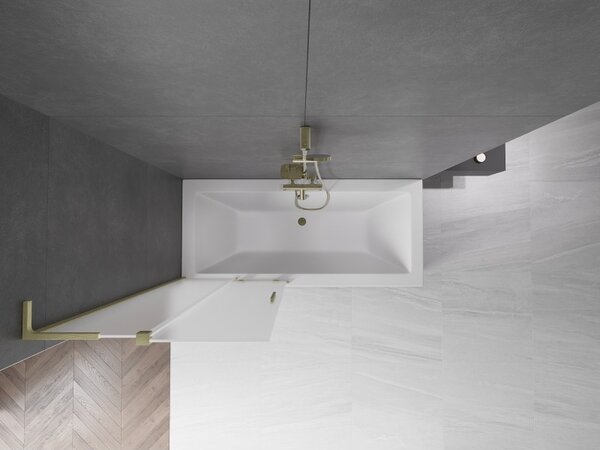 Mexen Velar L, paravan de baie glisant cu 2 aripi 80 x 150 cm, sticlă mată 8 mm, auriu mat, 896-080-003-31-55