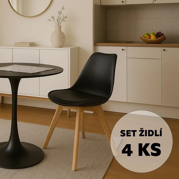 Set - 4 scaune de dining AVENBERG SKANDI - Negru