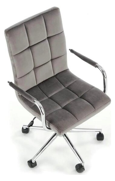 Scaun de birou GONZO 4, gri/crom, stofa catifelata/metal, 60x53x93/105