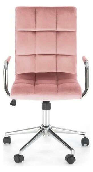 Scaun de birou GONZO 4, roz/crom, stofa catifelata/metal, 60x53x93/105