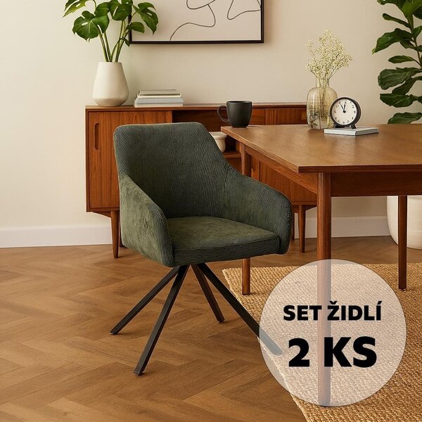 Set - 2 scaune de dining AVENBERG LARO - rotative, verde