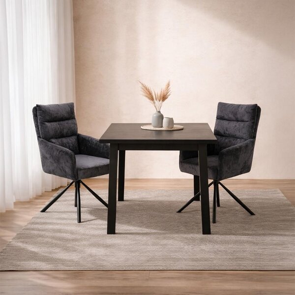 Set - 2 scaune de dining rotative AVENBERG TESSA Gri închis