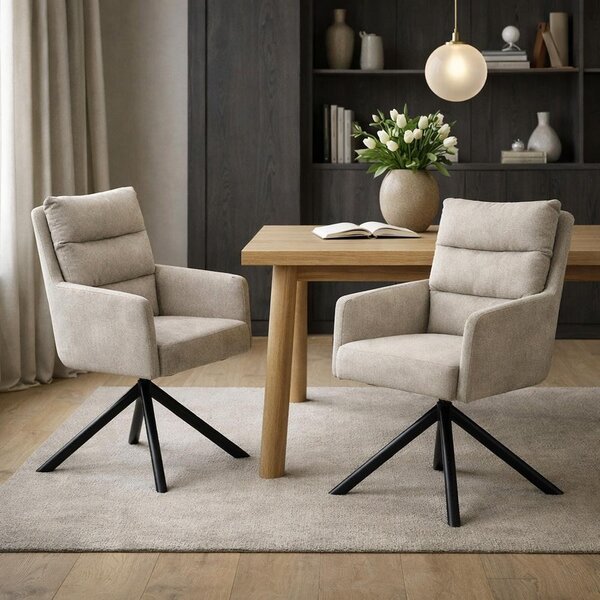 Set - 2 scaune de dining rotative AVENBERG TESSA bej