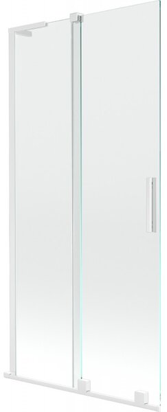 Mexen Velar L, paravan de baie glisant cu 2 aripi 90 x 150 cm, sticlă transparentă de 8 mm, profil alb, 896-090-003-01-20