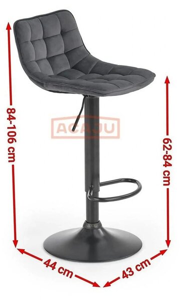 Scaun bar H95, verde inchis/gri inchis, stofa/otel, 43x44x84/106 cm