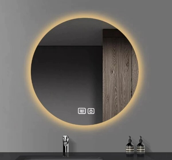 Oglindă baie, Multifuncțională, Iluminare LED Touch, Sistem Dezaburire, 70x70 cm